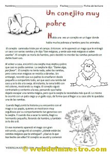 Lecturas comprensivas – 3º primaria: El conejito pobre.