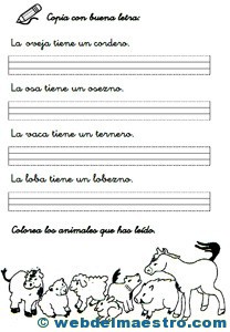 Lectoescritura – 5 años:Los animales