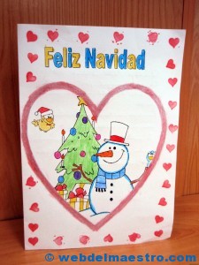 Postal navideña para colorear y para imprimir