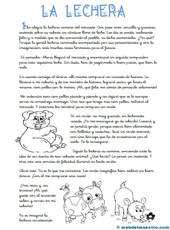 Comprensión lectora: La lechera