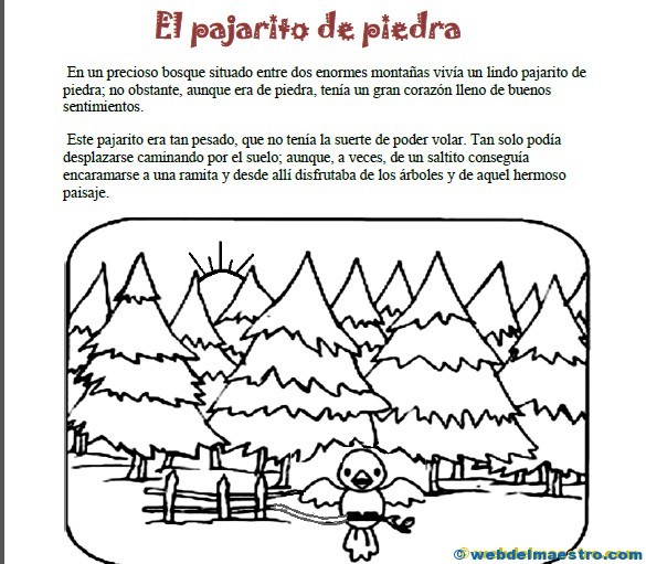 Comprensión lectora: El pajarito de piedra.