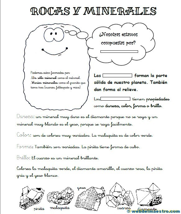 Actividades de rocas y minerales para primaria