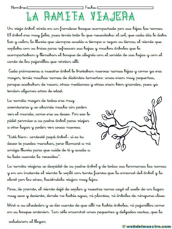 Comprensión lectora para tercero de primaria.