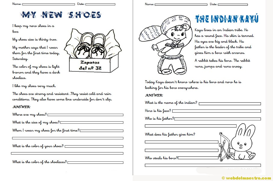 Fichas de inglés primaria