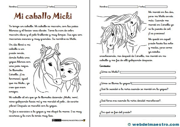 Fichas de comprensión lectora