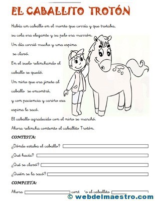 Fichas de comprensión lectora | primero primaria