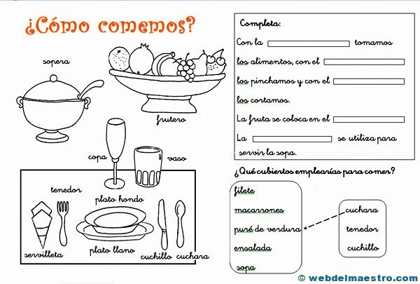 Utensilios de cocina: actividades