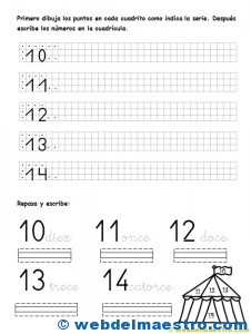 Escritura de números -10 al 14