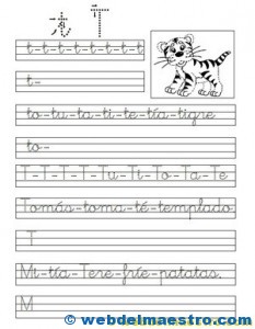 Ejercicios de caligrafía-T Ejercicios de caligrafía-T