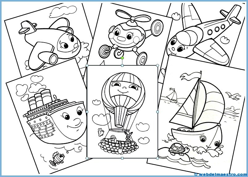 Dibujos infantiles para colorear (Medios de transporte)