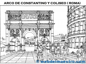 Romanos con Arco de la Victoria y Coliseo