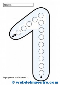 Pegar gomets en el nº 1