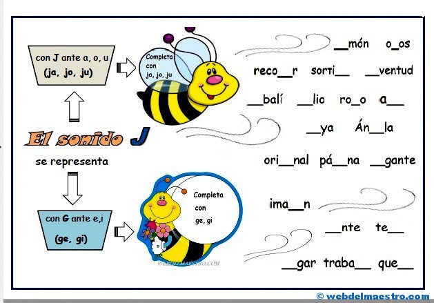 Ejercicios de ortografía: el sonido J fuerte