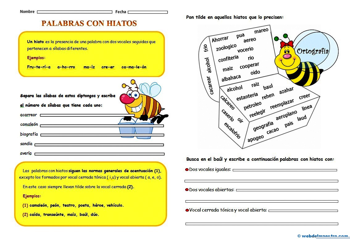 Hiato-ejercicios de ortografía