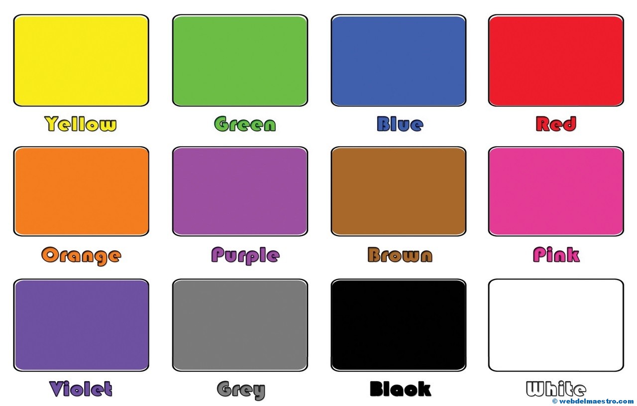 pinturas de colores en ingles