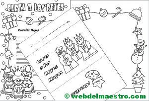 Carta para los Reyes Magos para colorear