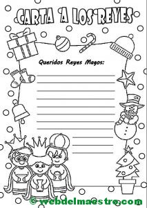 Carta para los reyes magos con pauta simple