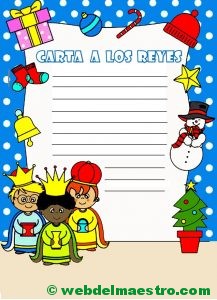 carta para los Reyes magos en color-con pauta simple