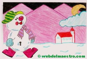 dibujo con muñeco de nieve