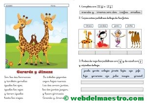 Lecturas infantiles-G-J con actividades-cursiva