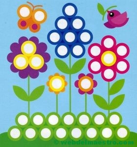 Plantillas para juegos con botones-flores