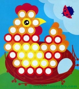 Plantillas para juegos con botones-gallina