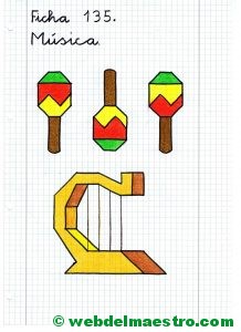 Dibujos en cuadrícula para copiar-Música