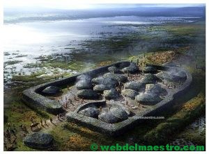 Poblado de la Edad de los Metales con viviendas redondas