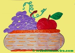Cesta de frutas-Terminacióncon lana y plastilina