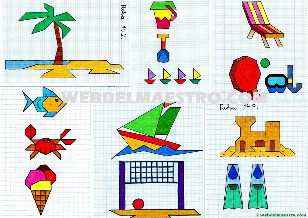 Dibujos en cuadrícula sobre la playa