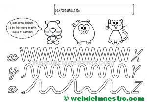 Grafomotricidad-Abecedario infantil-LETRAS X-Y-Z