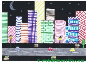 Terminación de trabajos- dibujos con líneas de ciudad