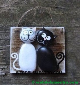 Cuadros hechos con piedras-gatos