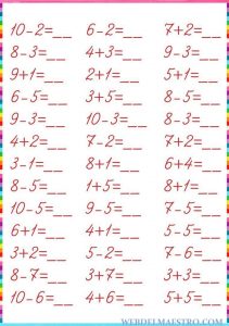 Matemáticas para niños-Sumas y restas hasta el 10