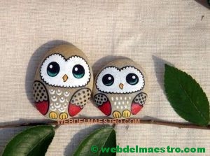Piedras decoración-buhos-