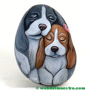 Piedras pintadas a mano-perros