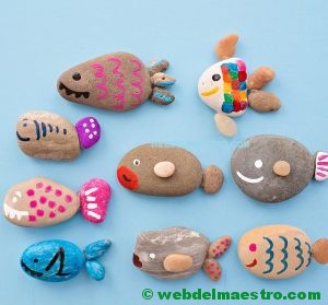 Piedras pintadas con peces