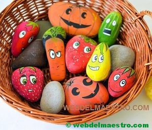Piedras pintadas-frutas y hortalizas