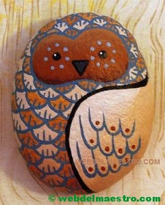 Piedras pintadas-lechuza