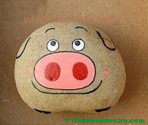 Piedras pintadas para niños-cerdito