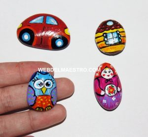 Piedras pintadas y barnizadas