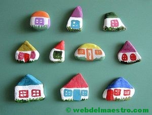 Pintar piedras-casitas