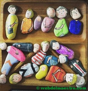 Pintar piedras con niños