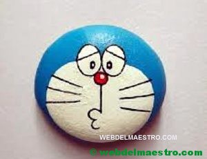 Pintar piedras-gato Doraemon