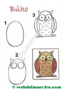 Dibujos faciles paso a paso-búho