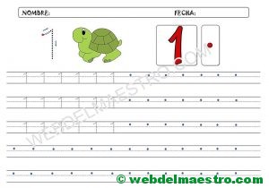 Grafomotricidad del numero 1