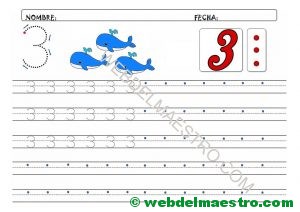Grafomotricidad del numero 3