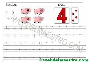 Grafomotricidad del numero 4