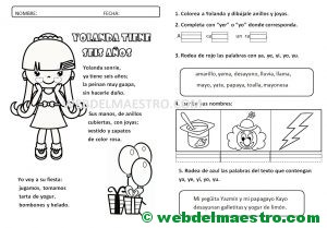 Lecturas infantiles-Letra Y función consonante-actividades