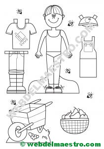 Muñeco recortable con equipo de jardinero